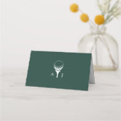 Emerald Green Modern Monogram Golf Wedding Plaatskaartje (Achterkant)