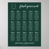 Emerald Green Modern Monogram Golf Wedding Poster (Voorkant)