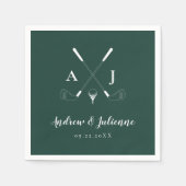 Emerald Green Modern Monogram Golf Wedding Servet (Voorkant)