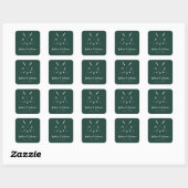 Emerald Green Modern Monogram Golf Wedding Vierkante Sticker (Vel)