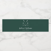 Emerald Green Modern Monogram Golf Wedding Waterfles Etiket (Enkel label)