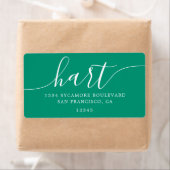 Emerald Green Modern Script Family Retouradres Etiket (Insitu)