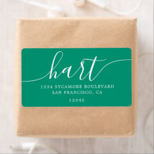 Emerald Green Modern Script Family Retouradres Etiket