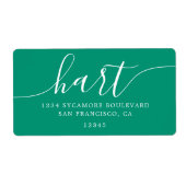 Emerald Green Modern Script Family Retouradres Etiket (Voorkant)