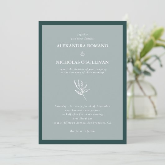 Emerald Green Modern Simple Wedding Kaart (Staand voorkant)