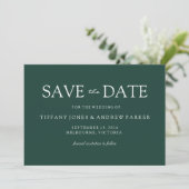 Emerald Green Modern Simple Wedding Save The Date (Staand voorkant)