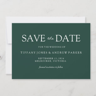 Emerald Green Modern Simple Wedding Save The Date
