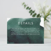 Emerald Green Modern Waterverf Trouwdetails Informatiekaartje (Staand voorkant)