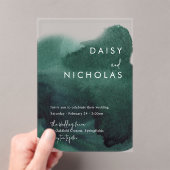 Emerald Green Modern Waterverf Wedding Acryl Uitnodigingen (Insitu (Draagbaar))