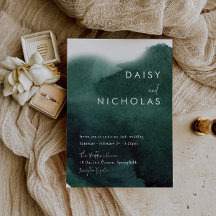 Emerald Green Modern Waterverf Wedding