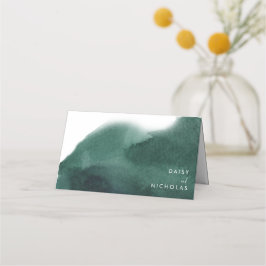 Emerald Green Modern Waterverf Wedding Plaatskaartje
