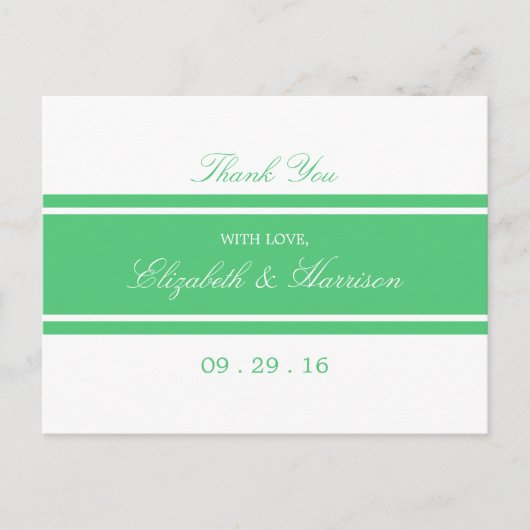Emerald Green Modern Wedding Bedankt Briefkaart (Voorkant)