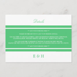 Emerald Green Modern Wedding Detail Informatiekaartje