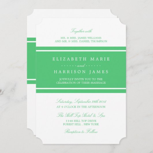 Emerald Green Modern Wedding Kaart (Voorkant / Achterkant)