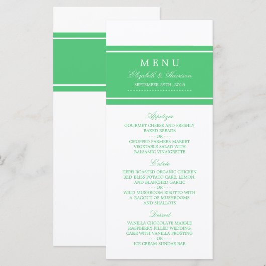 Emerald Green Modern Wedding Menu (Voorkant / Achterkant)