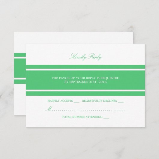 Emerald Green Modern Wedding RSVP (Voorkant / Achterkant)