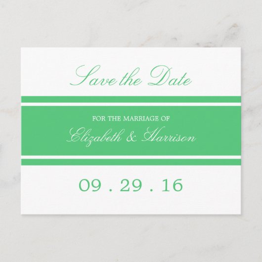 Emerald Green Modern Wedding Save the Date Aankondigingskaart (Voorkant)
