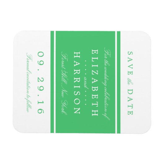 Emerald Green Modern Wedding Save the Date Magneet (Horizontaal)
