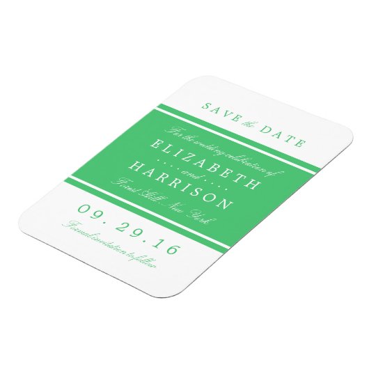 Emerald Green Modern Wedding Save the Date Magneet (Linkerzijde)