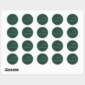 Emerald Green Modern Wedding Verloving Ronde Sticker (Vel)