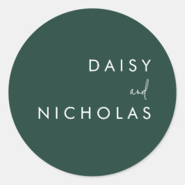 Emerald Green Modern Wedding Verloving Ronde Sticker