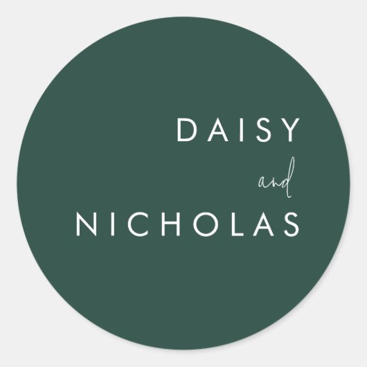 Emerald Green Modern Wedding Verloving Ronde Sticker (Voorkant)