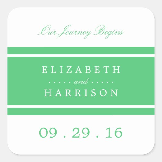 Emerald Green Modern Wedding Vierkante Sticker (Voorkant)