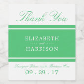 Emerald Green Modern Wedding Wijn Etiket (Enkel label)