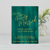 Emerald green moderne abstracte kunst schilderde b folie uitnodiging (Staand Voorkant)