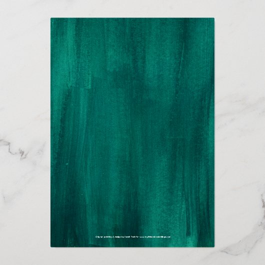Emerald green moderne abstracte kunst schilderde b folie uitnodiging (Achterkant)