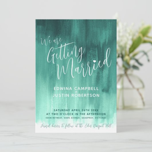 Emerald green moderne abstracte kunst schilderde b kaart (Staand voorkant)