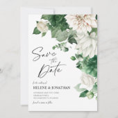 Emerald Green Moderne Bloemen Elegante bruiloft Save The Date (Voorkant)
