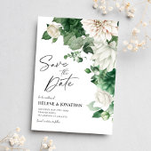 Emerald Green Moderne Bloemen Elegante bruiloft Save The Date