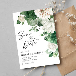 Emerald Green Moderne Bloemen Elegante bruiloft Save The Date