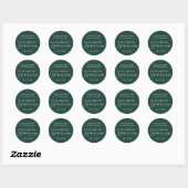 Emerald Green Moderne Monogram Huwelijk Dank u Ronde Sticker (Vel)