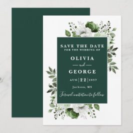 Emerald Green Moderne Waterverf Bloemenbruiloft Save The Date