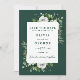 Emerald Green Moderne Waterverf Bloemenbruiloft Save The Date