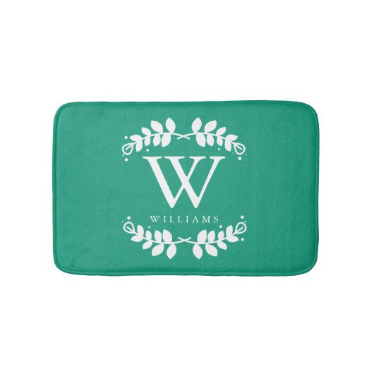 Emerald Green Monogram Badmat (Voorkant)