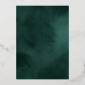 Emerald Green Monogram & Border Elegant Wedding Folie Uitnodiging (Achterkant)