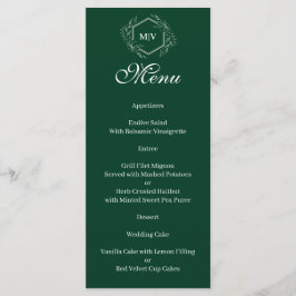 Emerald Green Monogram Crest Menu