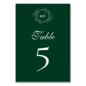 Emerald Green Monogram Crest Tabel Nummer Kaart (Achterkant)