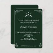 Emerald Green Monogram en pijlen Vrijgezellenfeest Kaart (Voorkant / Achterkant)