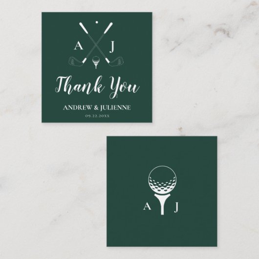 Emerald Green Monogram Golf Wedding Favor Label (Voorkant / Achterkant)