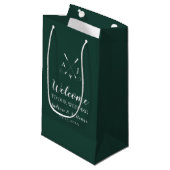 Emerald Green Monogram Golf Wedding Welcome Bag Klein Cadeauzakje (Voorkant Gekanteld)
