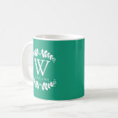 Emerald Green Monogram Koffiemok (Voorkant links)
