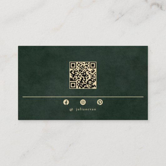Emerald Green Monogram Modern Scannable Qr Code Visitekaartje (Achterkant)
