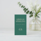 Emerald Green Monogram Moderne Elegante Minimalist Visitekaartje (Staand voorkant)