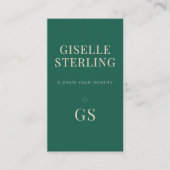Emerald Green Monogram Moderne Elegante Minimalist Visitekaartje (Voorkant)