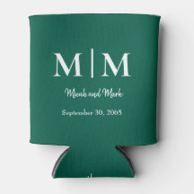 Emerald Green Monogram & Names Wedding Koelbox