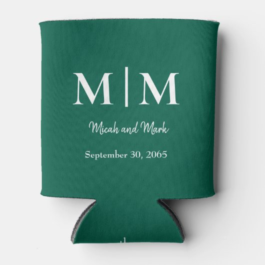 Emerald Green Monogram & Names Wedding Koelbox Blikjeskoeler (Voorkant)